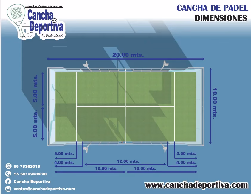 ¿Cuáles son las dimensiones de la cancha de pádel?