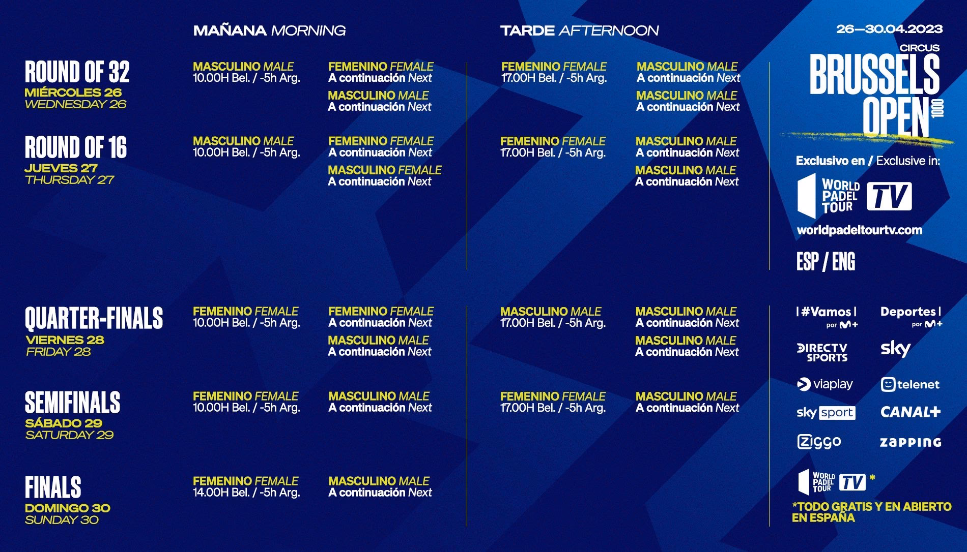 ¿Cuándo se juega el cuadro final de Premier Padel Bruselas 2025?