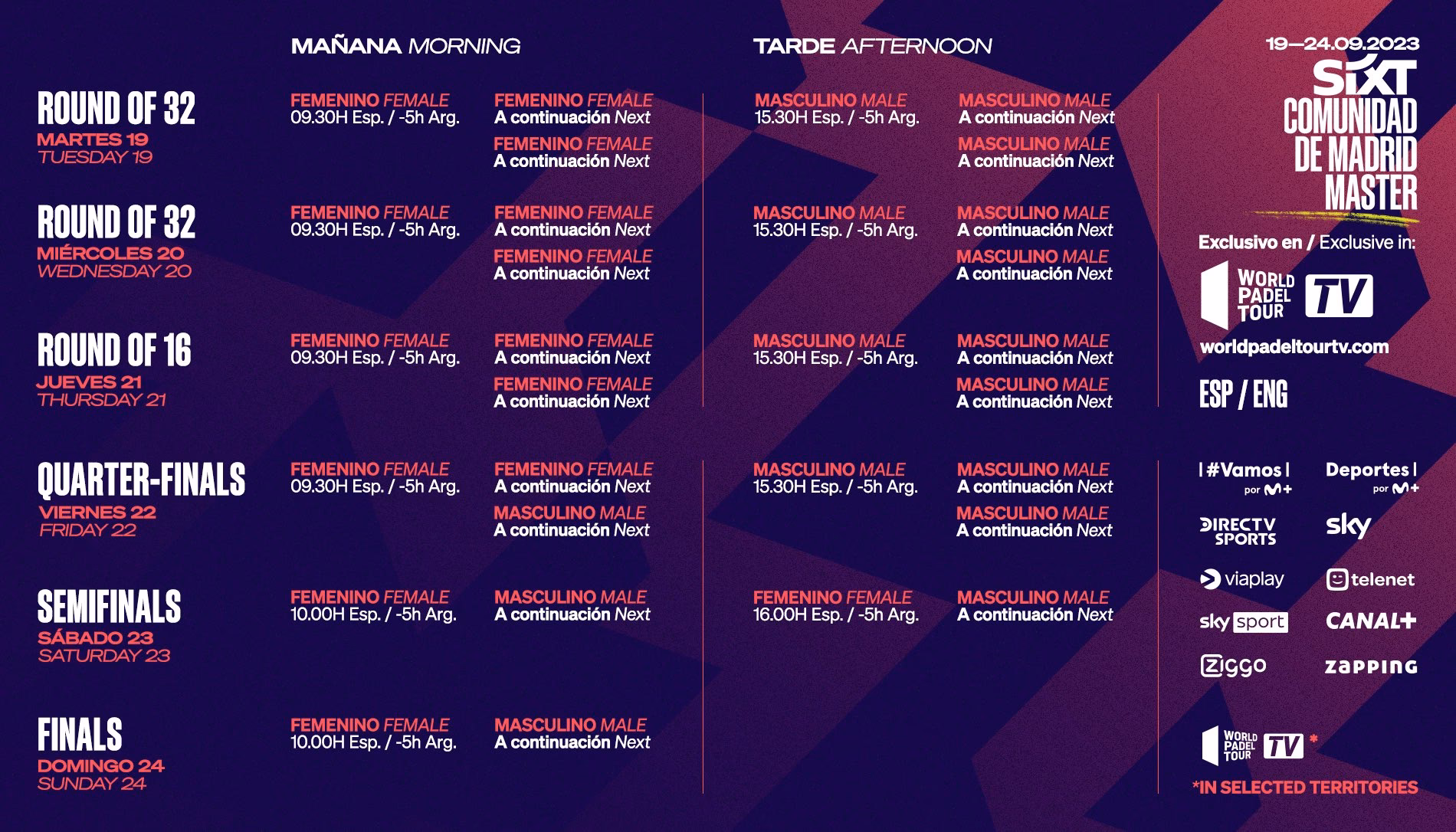 ¿Dónde ver los cuartos de final del Madrid Premier Padel?