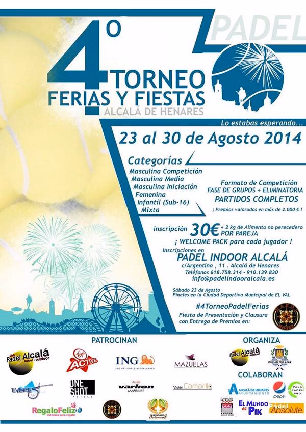 ¿Cuándo se celebrará el XV torneo de pádel ferias y fiestas?