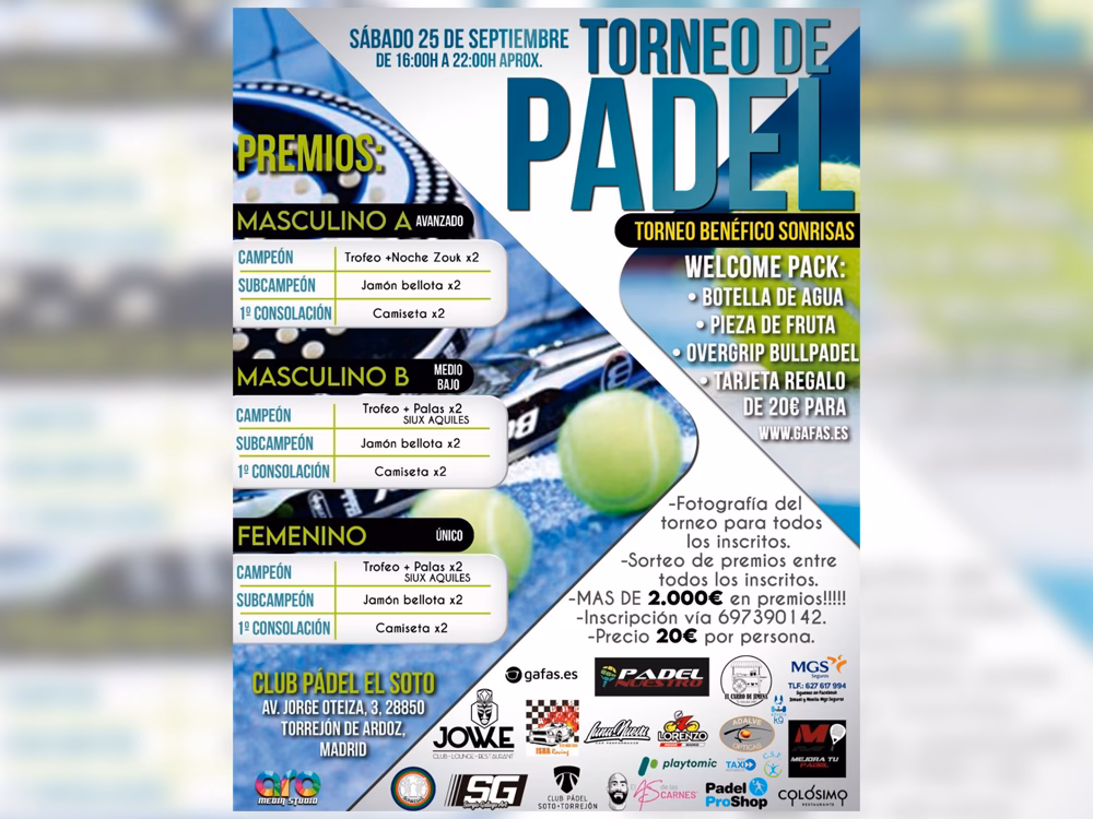 ¿Cuándo se celebra el torneo de padel en Torrejón de Ardoz?